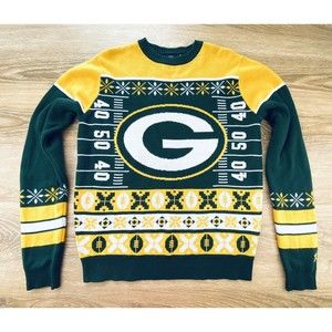 Green Bay Packers NFL Football Men's Ugly Christmas Sweater Size Medium EUC